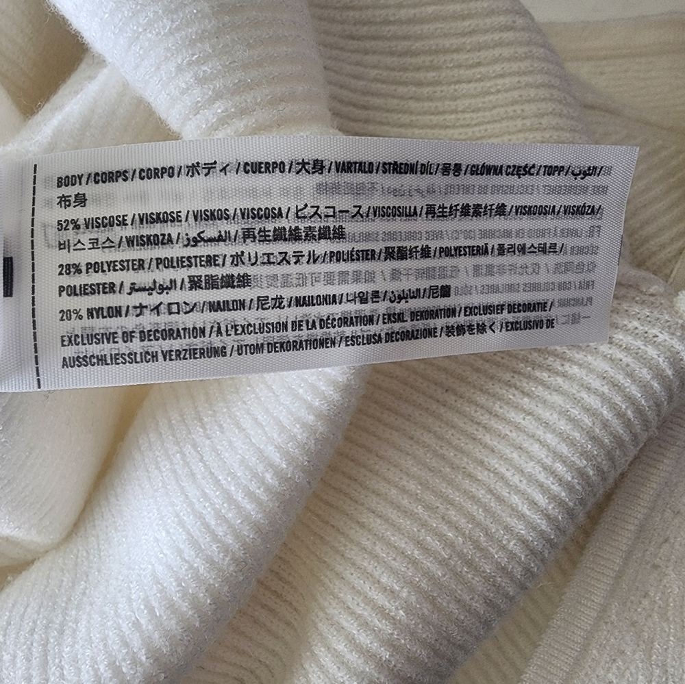 Abercrombie & Fitch Ribbed V-Neck Sweater Balloon Sleeve Bodysuit Small White - Picture 10 of 12